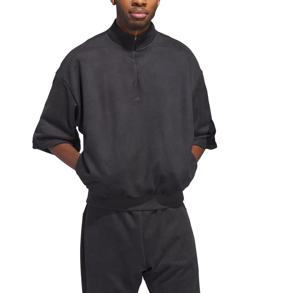 adidas Collezione 2024 Capitolo 01 Felpa Pullover Monocolore con Collo Alto Top Unisex Carbone-Nero IN7711