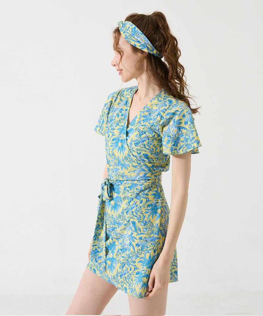 Bonide V&A Cover-Up Wrap Swimsuit Yellow (Slim)