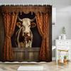 Funny Bulldog Fabric Shower Curtain Bear Deer Cow Forest Animal Vintage Style Polyester Fabric Art Shower Curtain Bathroom Decor