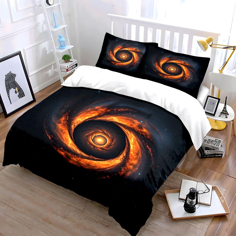 Fiery vortex with starry sky Print Soft Comfortable Duvet Cover Bedding Set Included 1*Duvet Cover 2*Pillowcases Luxury Gift