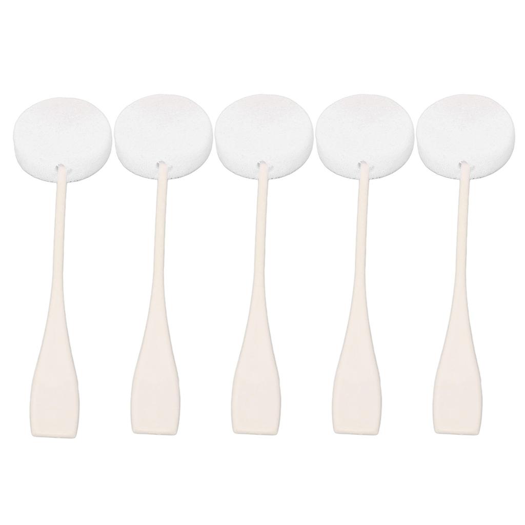 5pcs Lotion Applicator Long Handled Good Water Absorption Soft Powder Puff for Home Use White