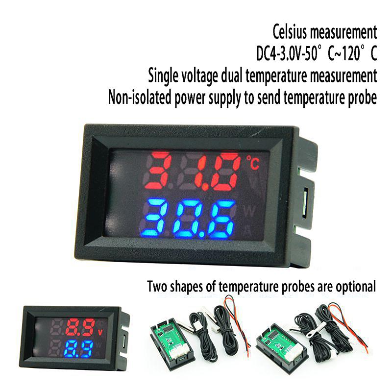High Quality New Dc 100V 100A Upgraded Voltmeter Ammeter Led Amp Dual Digital Volt Meter Gauge Temperature Measurement