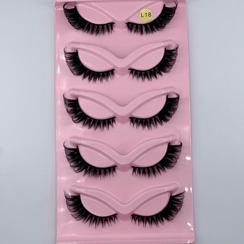 Makeup 5 Pairs Cat Eye Lashes Faux Eyelashes  Eye Elongated False Eyelashes