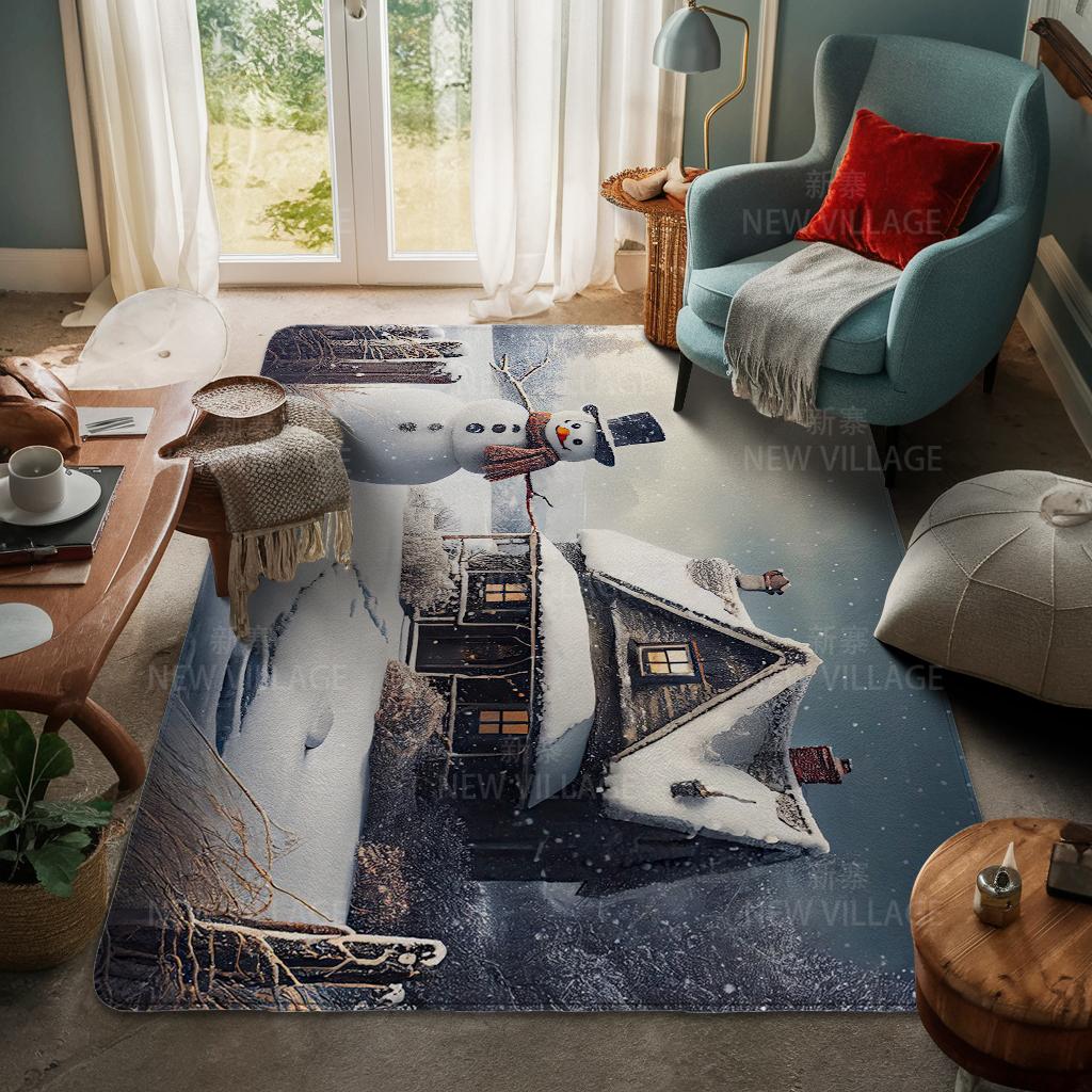 House Entrance Carpet Home Door Mat Living Room Bath Foot Bathroom Non-slip Water Absorption Rugs Bath Merry Christmas Winter