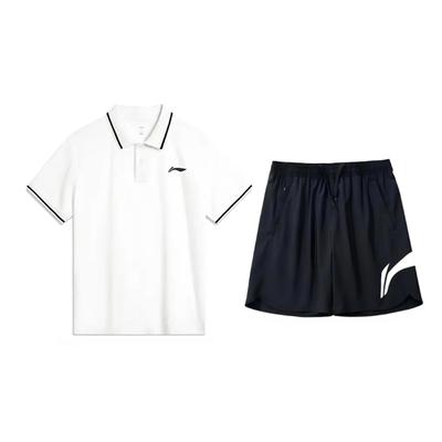 Plain Simple Short Sleeve Polo Shirt Breathable Comfortable Versatile Shorts Casual Sports Suit Unisex Suit YPLV047-1+YKSV197-2