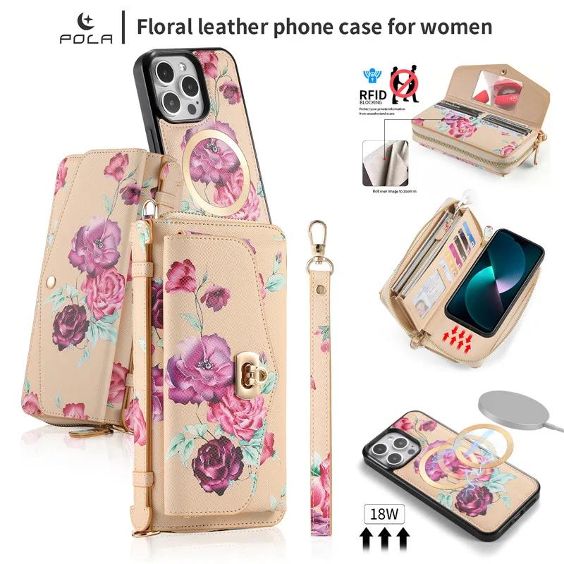 

Long Lanyard Leather Zipper Wallet Card Phone Case for iPhone 17 Air 16 Pro Max 15 14 Plus 13 12 11 XS XR X Magnetic Flip Cover iPhone X (iPhone XS)