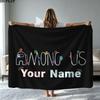 1PC Among Us Custom Name Patterned Flannel Blanket Suitable For All Seasons for Home Decor Warmth and Comfort Gifts Holiday Present