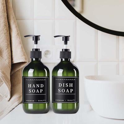 500ML 2 Pack Shampoo Conditioner Body Wash Dispensers Soap Dispenser Bottle Shampoo Lotion Shower Pump Bottle Liquid Container with 12 Labels