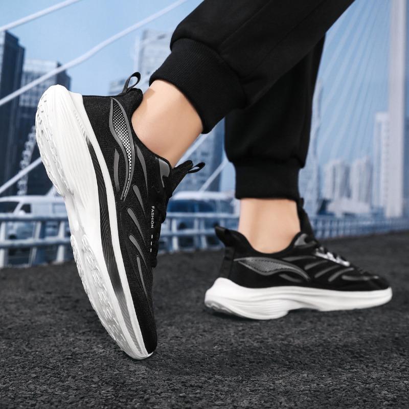 Men Plus Size Casual Running Sneakers, Light Breathable Odor Resistant Single Shoes For Dad