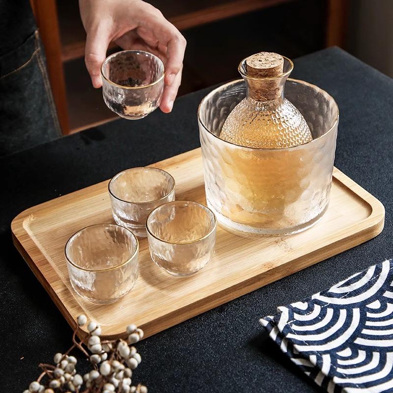 Japanese Glass Small White Wine Cup Sake Pot Wine Set Household Wine High Appearance Vintage Fengguo Wine Cup