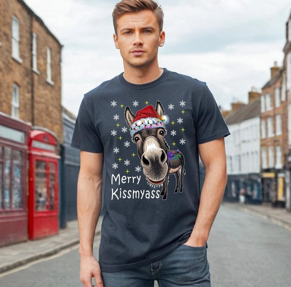

MERRY KISSMYASS DUNKY | Christmas Funny Gift | Men#039;s Xmas Tshirt Joke Tee Top Unisex T-Shirt XXL