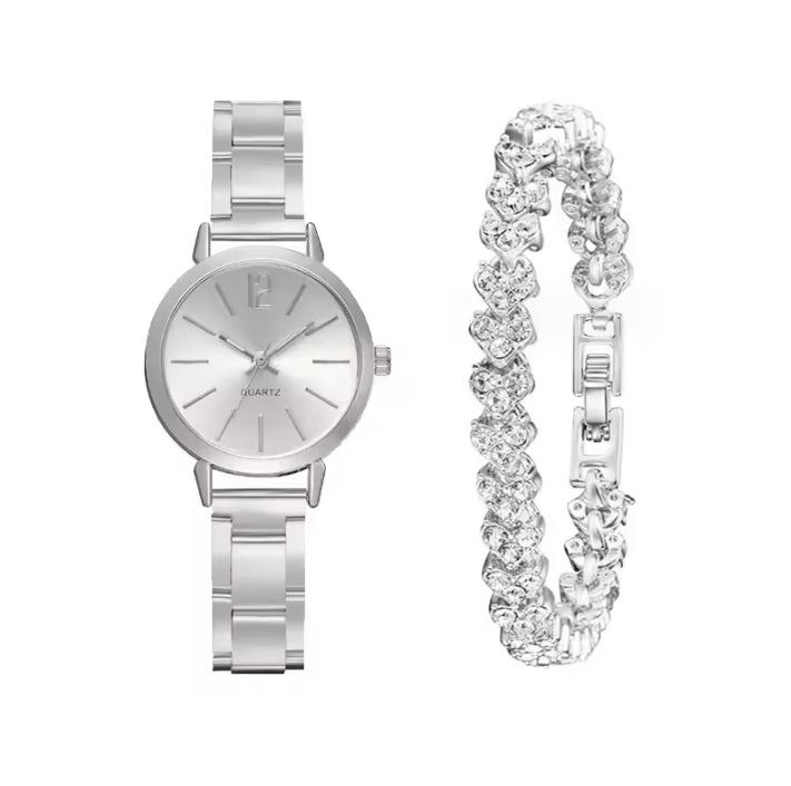 Ladies Watch Temperament Steel Belt Ladies Watch Watch Fashion Simple Trend Ladies Quartz Watch Bracelet Set