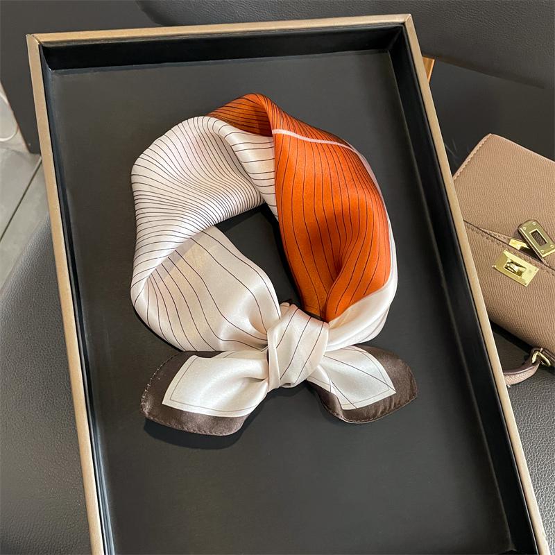Fashion 100% Real Silk Scarf 53cm Square Bandelet Women's Silk Temperament Small Scarf Neck Decorative Wrap Printed Scarves