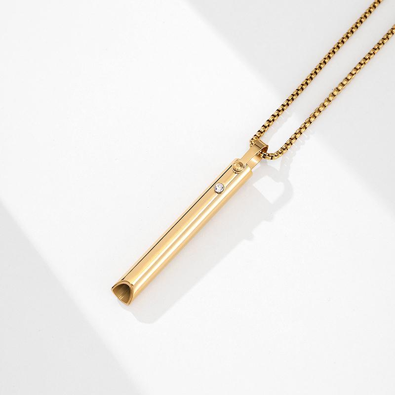 Stainless Steel Mindful Breathing Whistle Necklace Anxiety Relief Necklace For Anxiety Stress Panic Meditation Tools