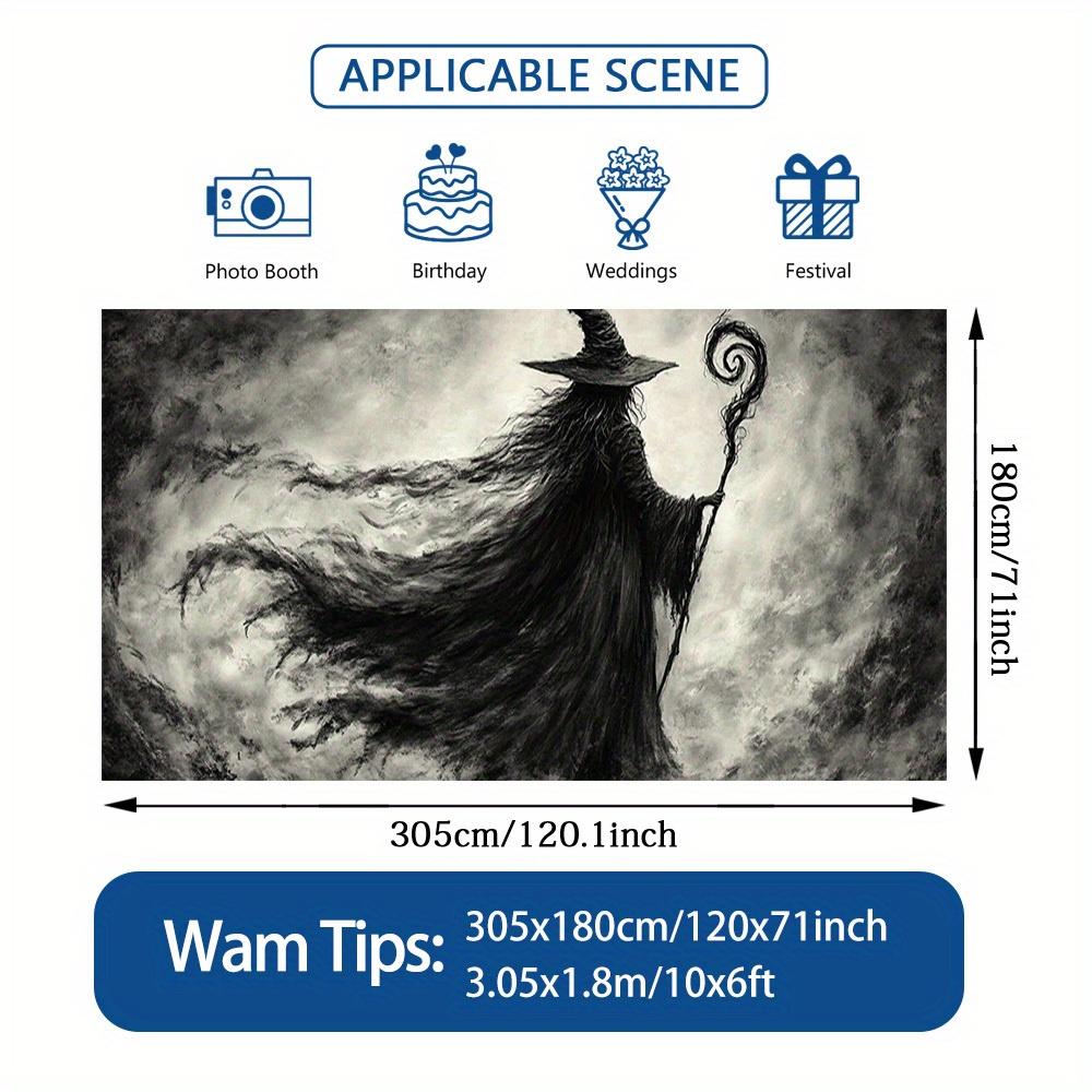 1 piece of 2D flat Gothic Halloween witch garage door banner - black and white witch decorationzyc
