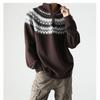 Men's Retro Jacquard Knitwear with Half-High Collar Zipper - Autumn/Winter Collection