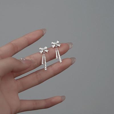 Boucles d'oreilles à pampilles en argent sterling S925 pour femmes, boucles d'oreilles légères de luxe au design froid, bijoux d'oreilles assortis