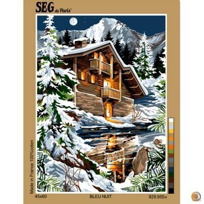 Canevas antique - SEG - 45x60cm - Couleur Bleu nuit - Imprimé - Décoration murale