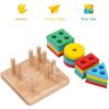 Montessori Wooden Sorting and Stacking Toys Educational Learning Preschool Color Recognition Shape Sorter Puzzles for Kids Gifts