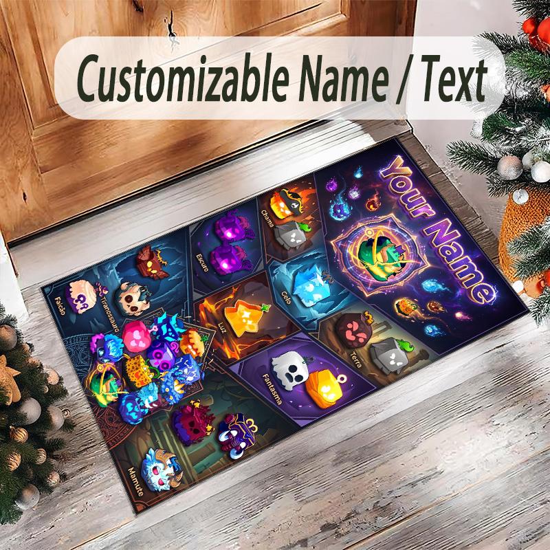 Personalized Crystal Velvet Carpet Custom Name Text,Blox Fruits Anti Slip Area Rug For Home Decoration