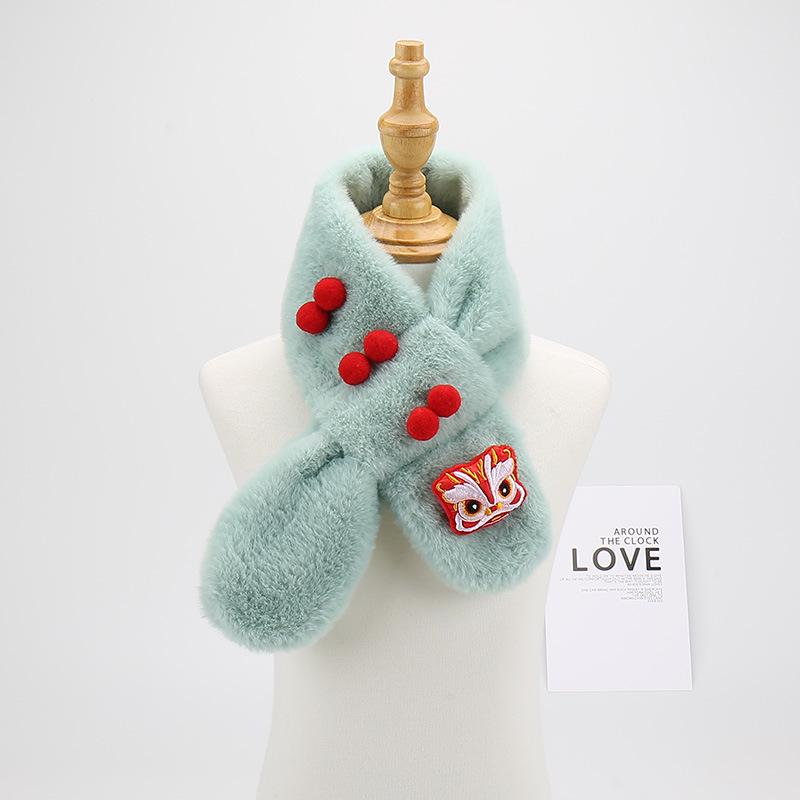 Children's Versatile Red Winter Scarf: Chinese New Year Style Plush Neck Gaiter for Boys and Girls