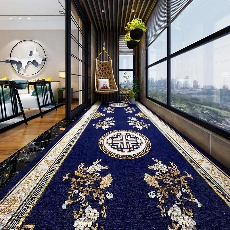 European Style Aisle Walkway Carpet Hallway Decor Area Rug Luxury Corridor Long Runner Passageway Doorway Floor Mats Non-slip