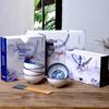 Elegant Blue & White Porcelain Bowl & Chopstick Gift Set