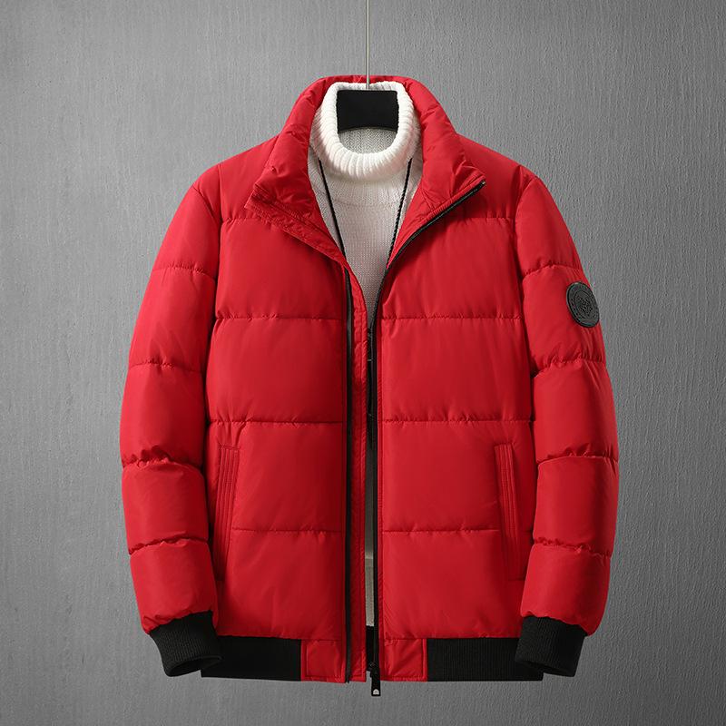 

2025 утолщенная пуховая хлопковая мужская зимняя молодежная корейская версия утолщенная теплая хлопковая куртка топ мужская мужская хлопковая одежда 5XL красный