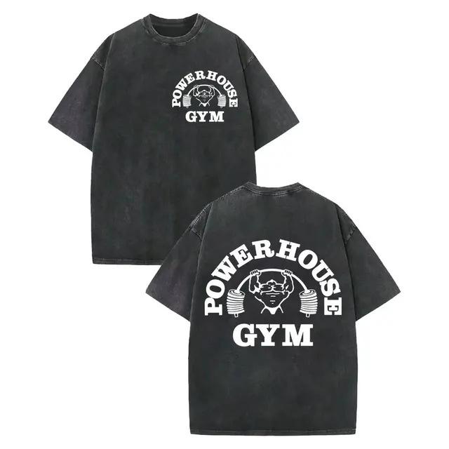 Casual Short-Sleeved Olympia Fitness T-Shirt, All-Suitable Washed Cotton Gym T-Shirt, Retro High-Quality Fashion T S