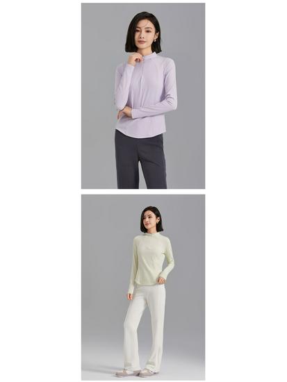 Women's Slimming Half-Zip Long-Sleeve Base Layer Top for Fitness & Yoga - Comfortable and Stylish Spring/Autumn Outerwear