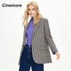 Cinemore 202 New Plaid Suit Women Jacket Thin British Retro Spring Autumn Button Fashion Lapel Jacket Women's Coat Top 82192