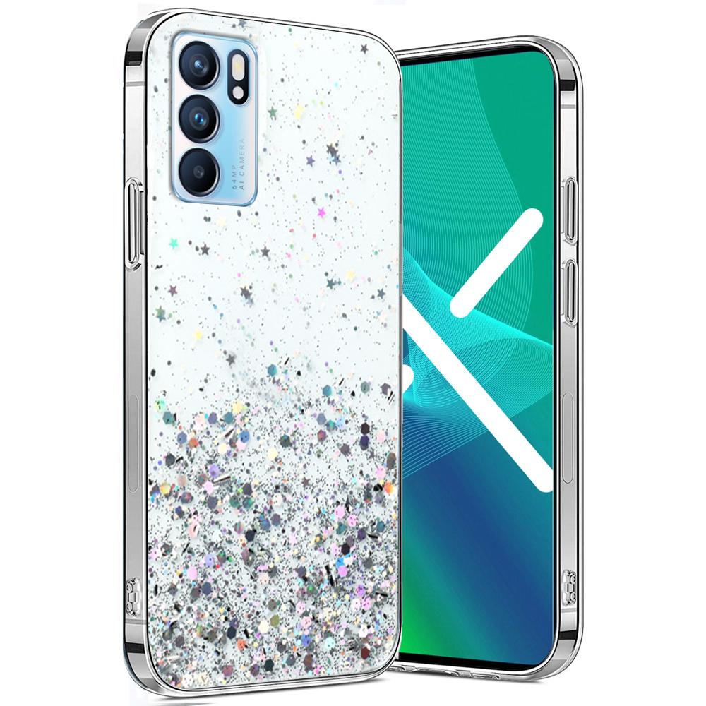 Case for OPPO Reno 6 5G, Glittery, transparent