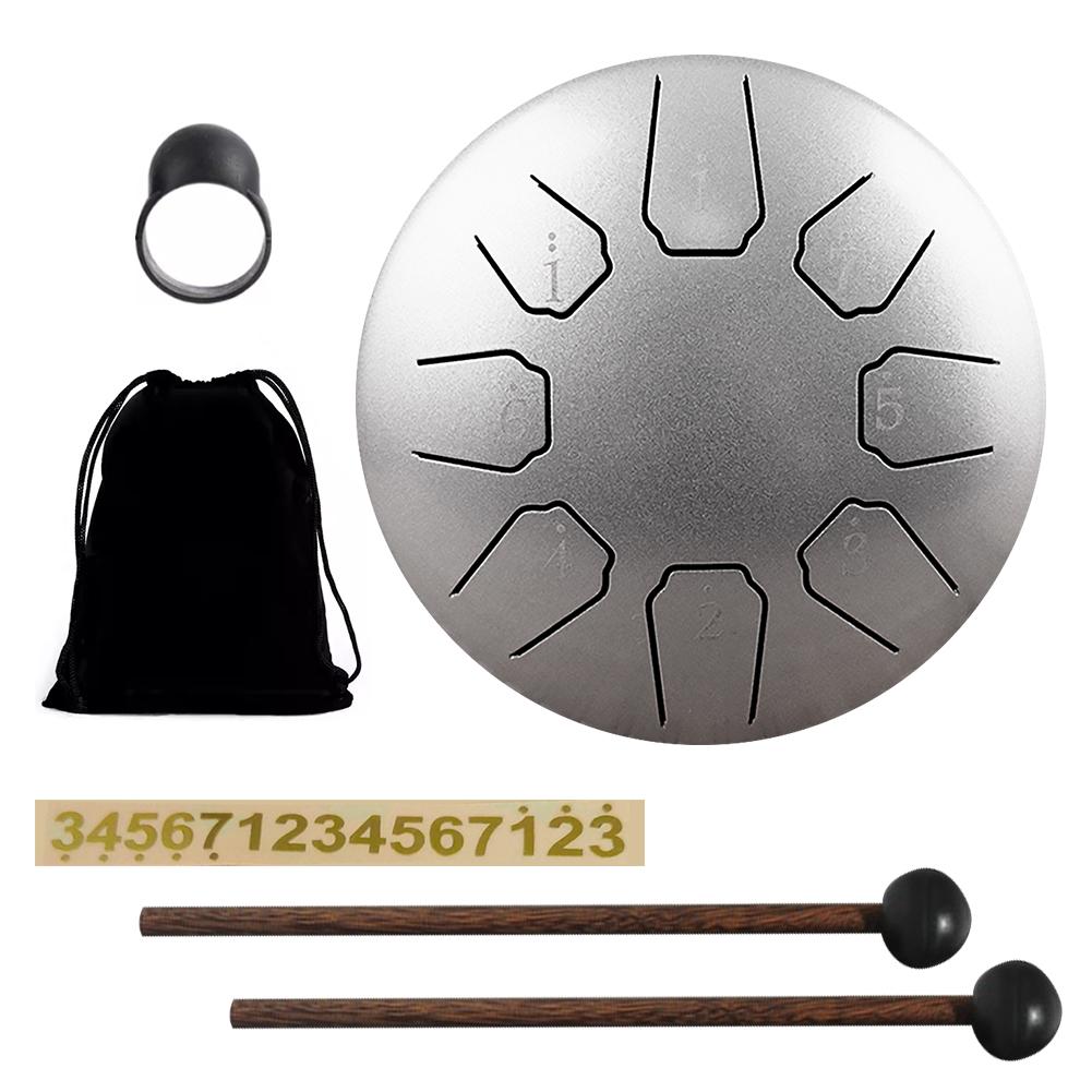 6 Inch 8 Notes Handpan Drum with Travel Bag and Mallets Hand Pan Drum Rain Chime for Entertainment Yoga Zen Gifts