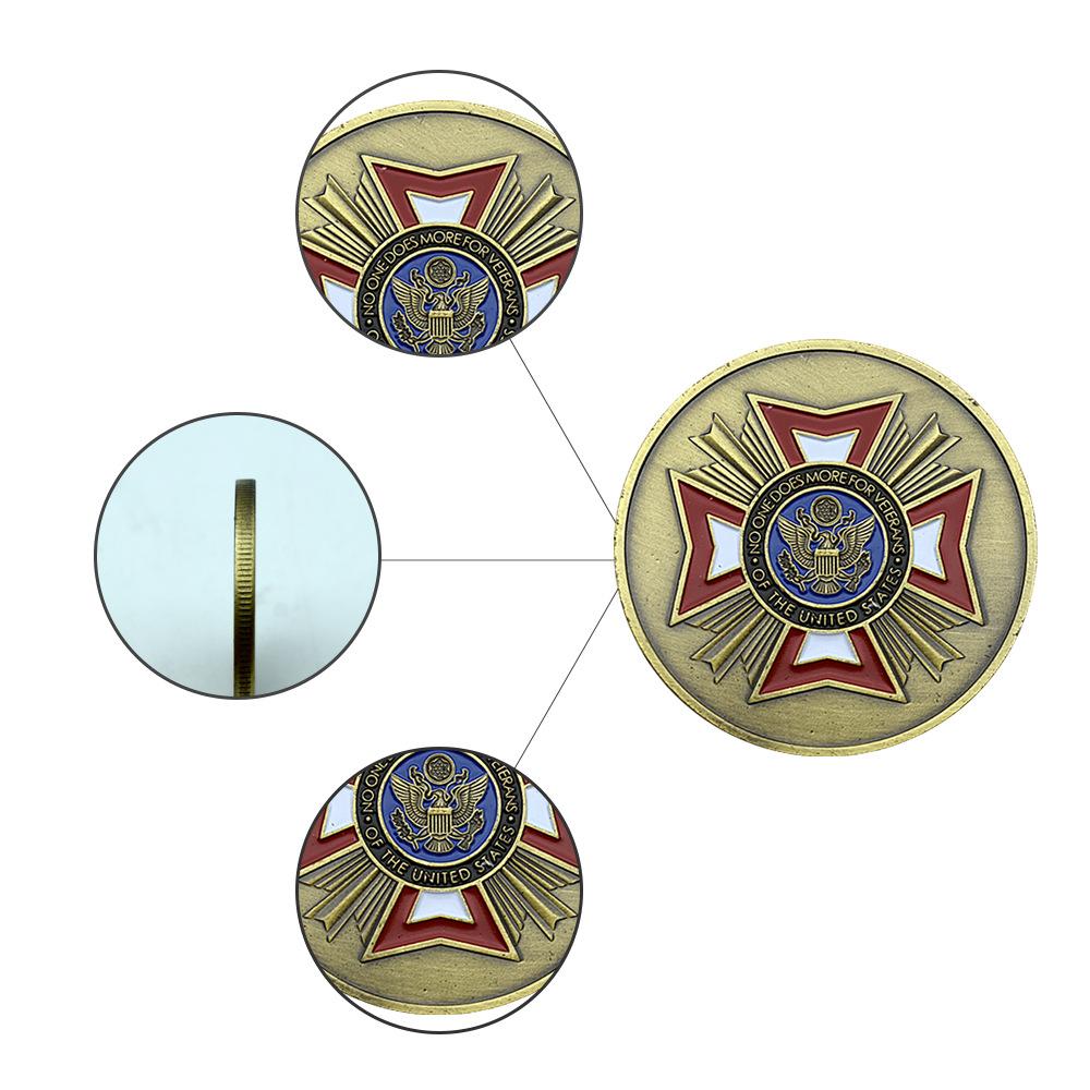 US Veterans Badge Copper Coin, US Army's Five Major Service Gold Coins Commemorative Badge Collectibles, Challenge Coins
