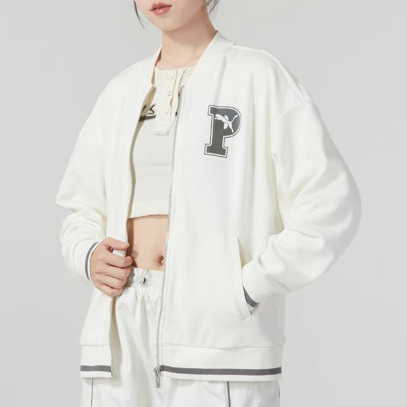 Puma Letter Logo Print Zip Sports Casual Jacket Women Jacket White 678719-65
