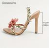 Elegante Florale Stiletto-Sandalen Damen mit Ranken-Dekor Fersenriemen Spitz zulaufend Hoher Absatz Mode Sandalias De Mujer Größe 35-43