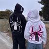 2023 Unisex Gothic Spider Print Zipper Hoodie - European & American Dark Sportswear, Harajuku Plus Size Couples Sweatshirt