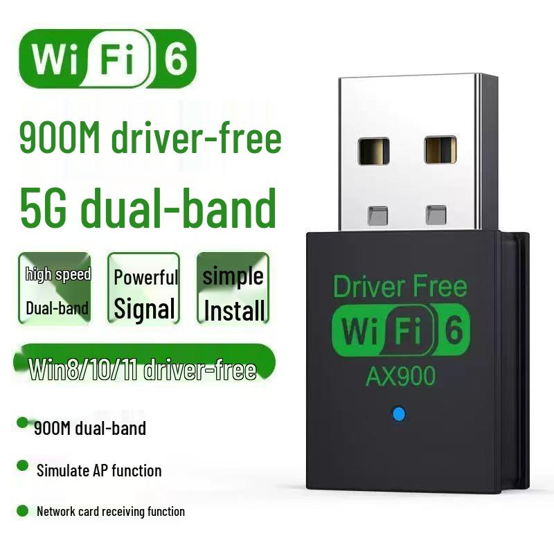 USB Wireless Network Card 1300Mbps Gigabit 5G Dual-Band WiFi6 Receiver, Driver-Free