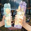 1PC Heart WING Angel Warm Slogan Print 750ml Color Plastic Sports Water Bottle Leakproof Flip Straw Lid Suitable for Sports Office Home Use