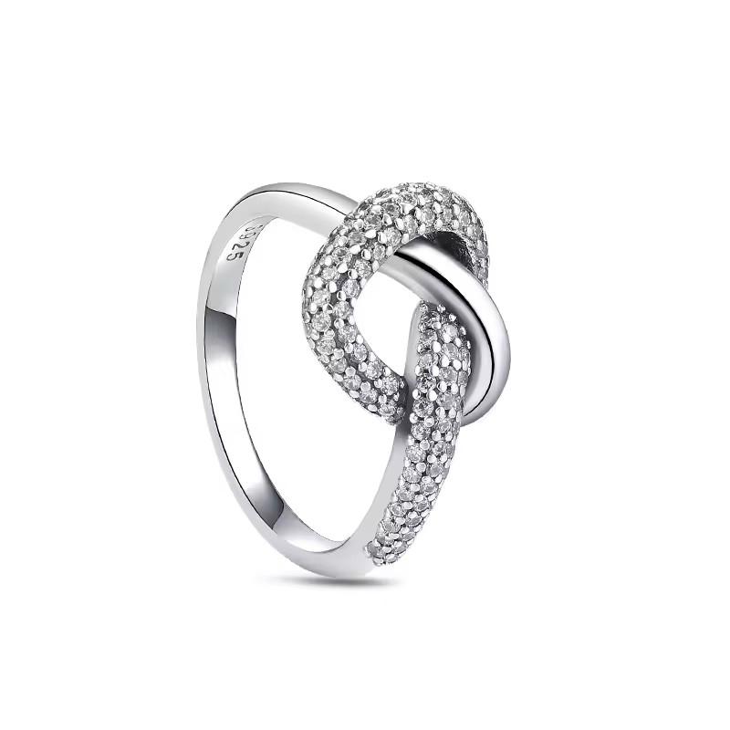 Love hollow heart-shaped bow all white size 6 7 8 9 ring 925 sterling silver ring wedding fashion high-end jewelry women 2026