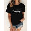 Women Casual Crew Neck T-Shirt Travel Is My Therapy Graphic Summer Short Sleeved Harajuku Streetwear Tops Tees