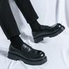 Leather Shoes Men's Thick-soled Business Dress Casual Shoes One-pedal Loafers Thick-soled Heightening Wedding Shoes