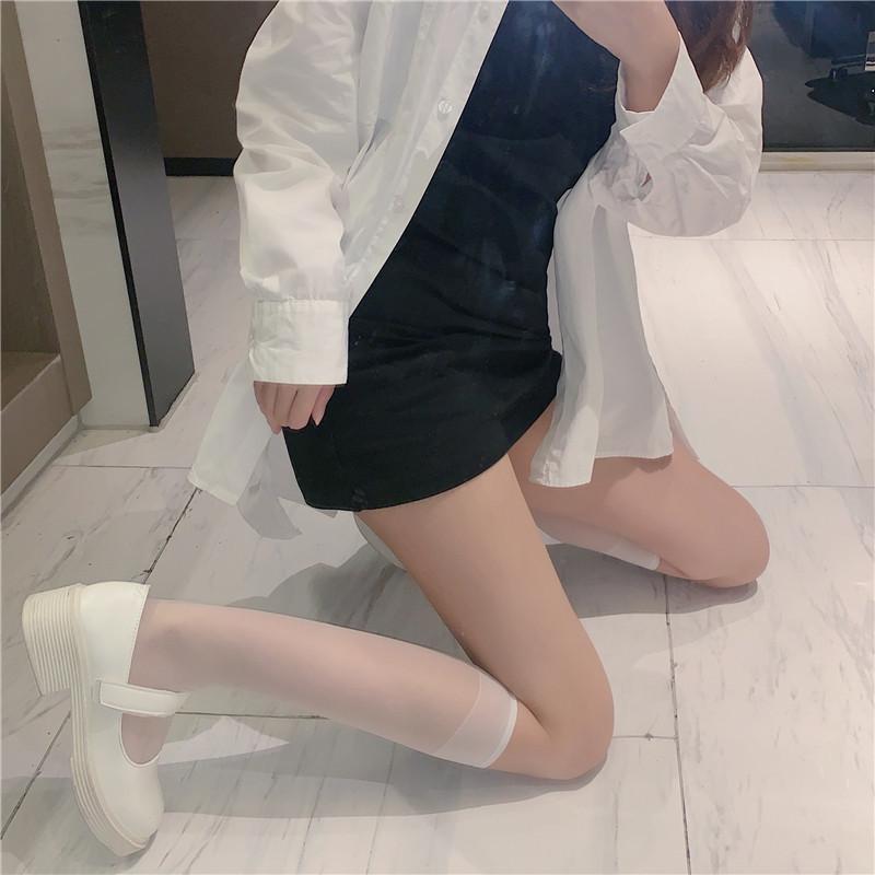 

Red-edged Stockings, Red Knee-splicing Stockings, Women s Thigh Socks, Thin Skin Tone High Stockings, Black Silk Socks. average size