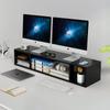 Elevated TV Stand with Storage and Height-Adjustable Bracket