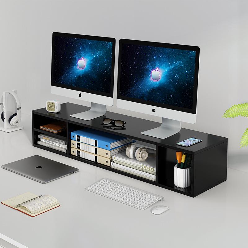 Elevated TV Stand with Storage and Height-Adjustable Bracket