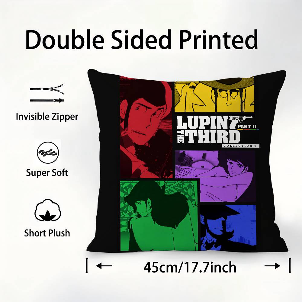 A-Arsene Lupin The Third Pillow Case Sofa Decorative Home Double-sided Printing Short Plush Cushion Pillow Cover Holiday Gift