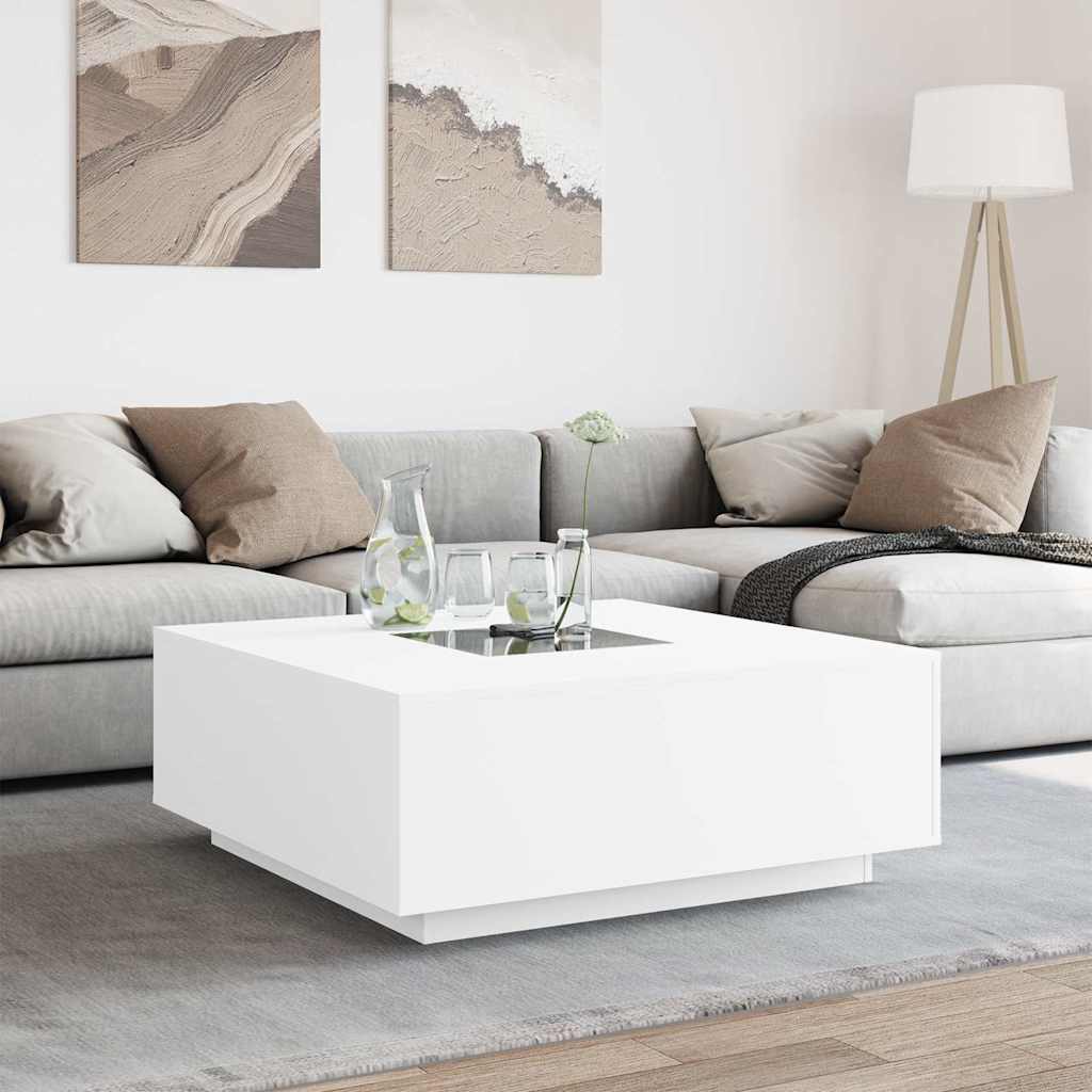 Stolik Kawowy Z Led Infinity, Biały, 100X100X40 Cm