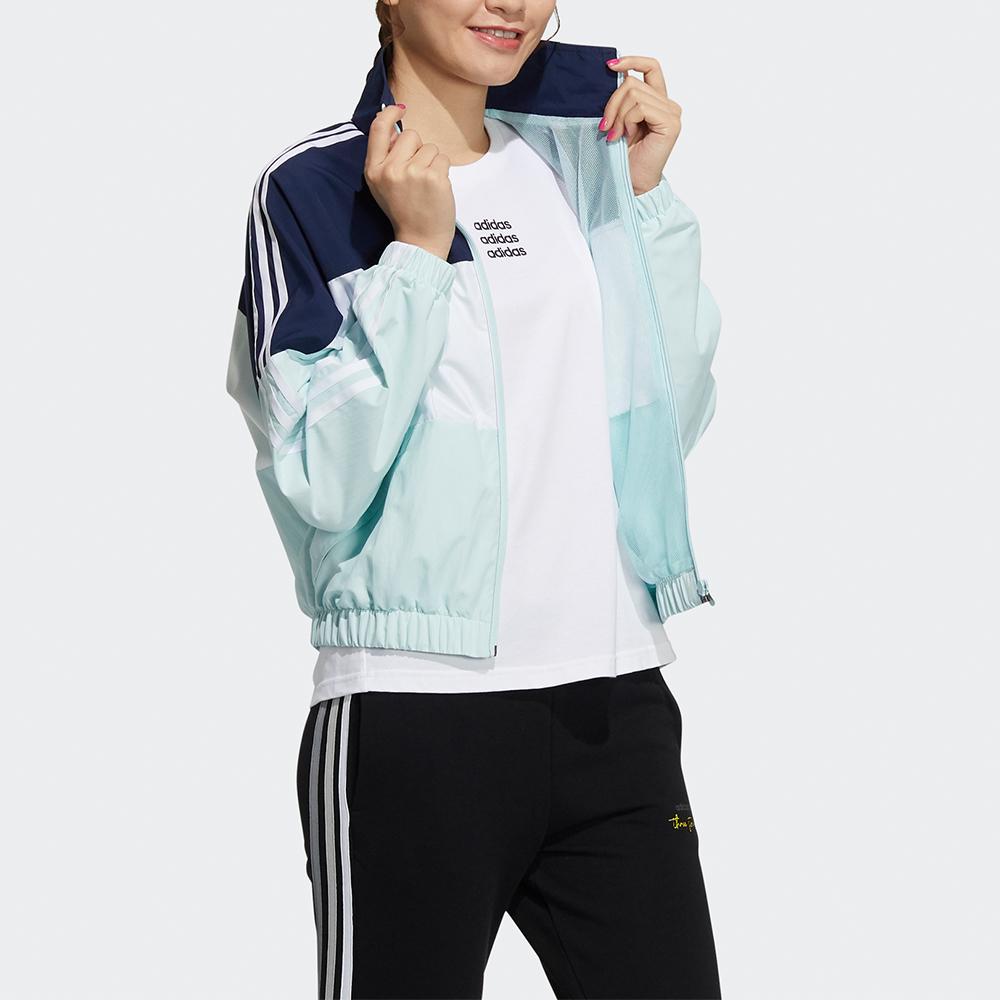 Adidas Neo Aug Track Top Side Stripe Color Block Vintage Sports Loose Stand Collar Jacket Women Jacket Blue H16264