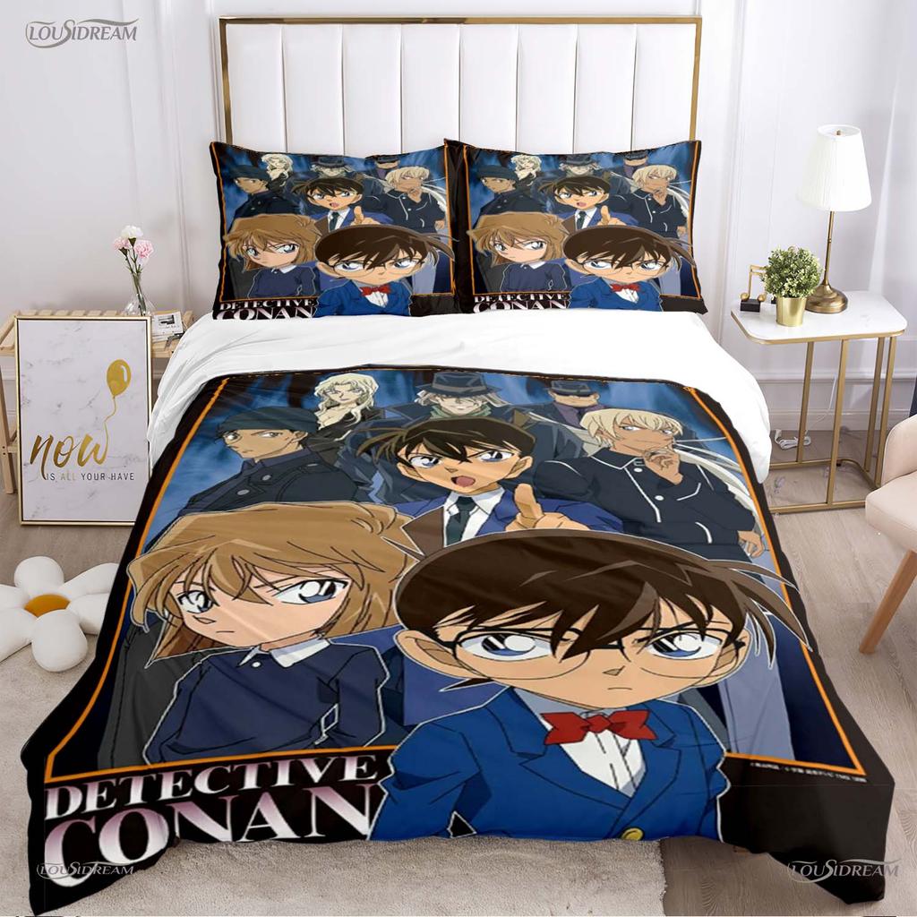 Detect Conan carton anime All Season Duvet Cover Comforter Bedding Set Soft Quilt Cover and Pillowcases Single/Double/Queen/King