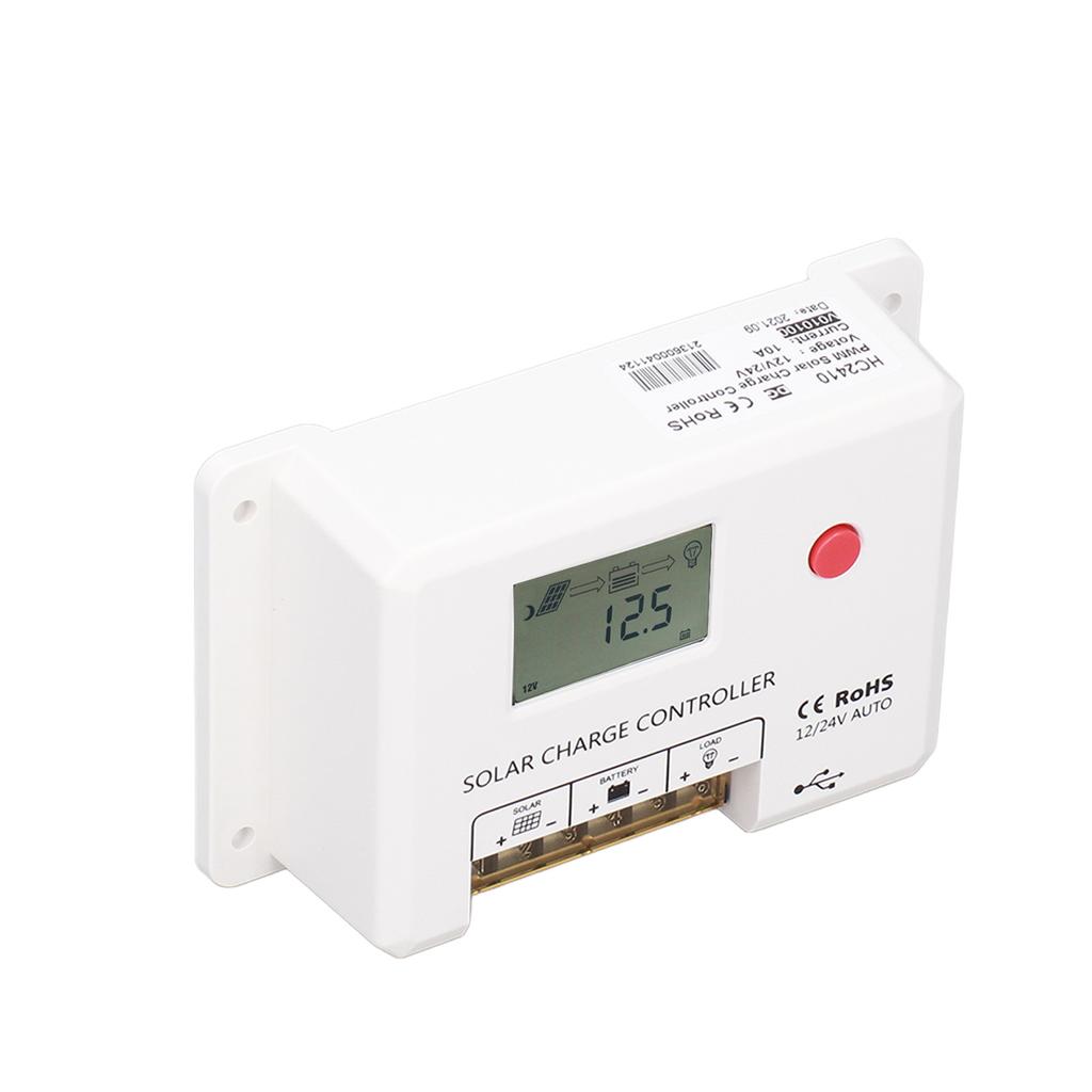 PWM Solar Charge Controller 10A IP32 Protection LCD Display 12V/24V Automatic Recognition For RVs Ba